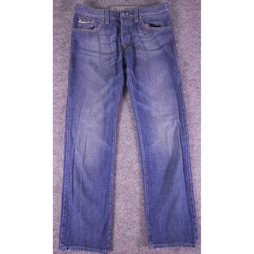 Hugo Boss Blue Selvedge Denim Straight Leg Jeans 36x34 Button‎ Fly
